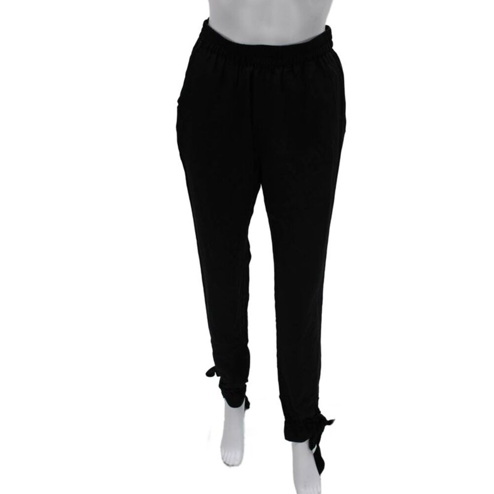 Quail Womens 100% Silk Jogger Pants Black Drawstring Size 2
